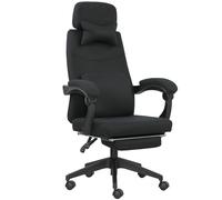 Vinsetto Silla de oficina silla de oficina gran comodidad respaldo ajustable reposapiés ruedas 360° tela de lino 62x68x127 cm Negro Aosom España