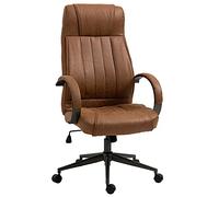 Vinsetto Silla de Oficina Silla de Ordenador Giratoria con Altura Regulable Reposacabezas y Respaldo Acolchado para Estudio Dormitorio 61,5x52,5x118-126 cm Marrón