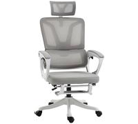 Vinsetto Silla de oficina, silla ergonómica, giratoria, altura ajustable, respaldo reclinable, reposacabezas ajustable, soporte lumbar, tejido de malla, gris