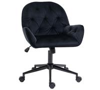 Vinsetto Silla de oficina, sillón de oficina en terciopelo, asiento giratorio 360°, regulable en altura, 60 x 61 x 81-91 cm, negro