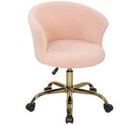 Vinsetto Silla de oficina, sillón de oficina ergonómico regulable en altura, asiento giratorio, base de acero, rosa