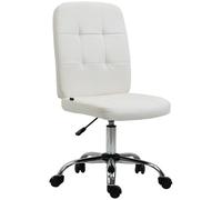 Vinsetto Silla de Oficina sin Brazos Carga 120 kg 45x59x90-100 cm Blanco | Silla de Escritorio Giratorio, Piel Sintética, Altura Ajustable, Estilo Moderno