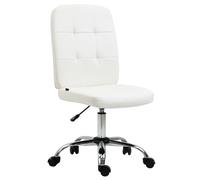 Vinsetto Silla de Oficina sin Brazos Silla de Escritorio Giratorio de Piel Sintética con Altura Ajustable 45x59x90-100 cm Blanco Aosom España