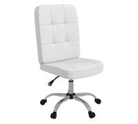 Vinsetto Silla de Oficina sin Brazos Silla de Escritorio Giratorio de Piel Sintética con Altura Ajustable Estilo Moderno Carga 120 kg 45x59x90-100 cm Blanco