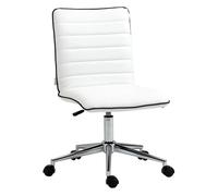 Vinsetto Silla de Oficina Sin Reposabrazos Silla de Escritorio Juveniles con Altura Ajustable Respaldo Tapizado en Piel Sintética Carga 120 kg 47x57x76,5-86,5 cm Blanco