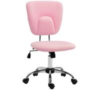 Vinsetto Silla de Oficina sin Reposabrazos Silla de Escritorio Juveniles con Altura Ajustable y Función de Inclinación Carga 120 kg 50x54x87,5-96,5 cm Rosa