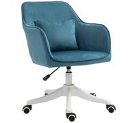 Vinsetto Silla de oficina terciopelo sillón de oficina con masaje y cojín lumbar integrado altura ajustable giratoria 360° Azul Aosom España
