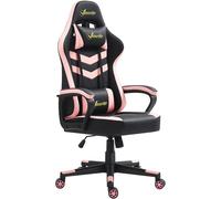 Vinsetto Silla Gaming Silla Gamer Basculante con Altura Ajustable Giratoria Reposacabezas y Lumbar Desmontable Silla de Oficina Estudio Rosa