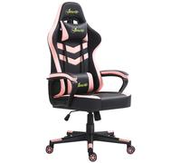Vinsetto Silla Gaming Altura Regulable Basculante con Reposacabezas Cojín Lumbar 61x70x121-129 cm Rosa