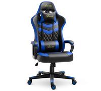 Vinsetto Silla Gaming Basculante Silla Gamer Altura Regulable con Reposacabezas y Cojín Lumbar para Salón Dormitorio Carga 120 kg 61x70x121-129 cm Azul