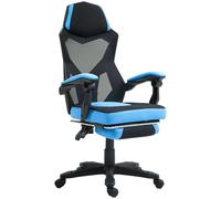 Vinsetto Silla Gaming con Reposapiés Altura Regulable y Respaldo Reclinable 135° 58x63x112-122 cm Azul y Negro