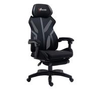 Vinsetto silla gaming con reposapiés retráctil silla de oficina giratoria reclinable con reposacabezas y altura ajustable 65x65x119-129 cm negro