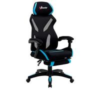 Vinsetto Silla de Gaming con Soporte Lumbar Silla de Oficina Ergonómica con Altura Ajustable en Tela Negro y Azul 65x65x119-129 cm Aosom España