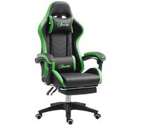 Vinsetto Silla Gaming de Cuero PU y Acero con Altura Ajustable, Silla Gaming Ergonómica con Respaldo Reclinable, 65x65x121-129 cm, Negro y Verde