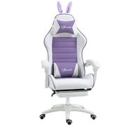 Vinsetto Silla Gaming de Cuero Sintético Reclinable 135° Reposacabezas Soporte Lumbar y Reposapiés 65x63x136-142 cm Púrpura Aosom España