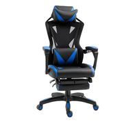 Vinsetto Silla Gaming Ergonómica Silla de Escritorio para Oficina con Altura Ajustable Respaldo Regulable de 170° Almohada Lumbar y Reposapiés Retráctil 65x70x117-125 cm Azul