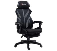 Vinsetto Silla Gaming Giratoria con Reposapiés Retráctil Silla de Oficina Reclinable y Altura Ajustable 65x65x119-129 cm Negro Aosom España