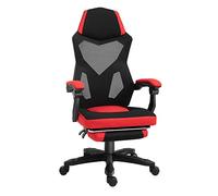 Vinsetto Silla Gaming Giratoria de Malla con Reposapiés Retráctil Rojo