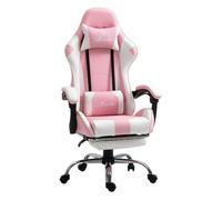 Vinsetto Silla Gaming Reclinable Silla Gamer Giratoria con Reposacabezas Reposapiés Cojín Lumbar Altura Ajustable para Oficina Estudio 64x67x119-127 cm Rosa