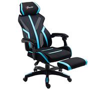 Vinsetto Silla Gaming Reposapiés Retráctil 65x65x119-129 cm Negro y Azul
