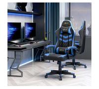 Vinsetto silla gaming silla gamer basculante con altura ajustable giratoria reposacabezas y lumbar desmontable silla de oficina estudio azul