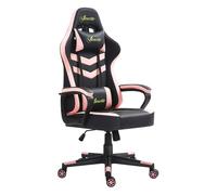 Vinsetto Silla Gaming Silla Gamer Basculante con Altura Ajustable Giratoria Reposacabezas y Lumbar Desmontable Silla de Oficina Estudio Rosa