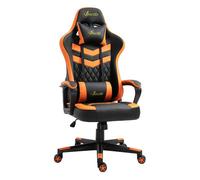 Vinsetto Silla Gaming Basculante con Altura Ajustable Giratoria Naranja | Silla Gamer, Reposacabezas y Lumbar Desmontable, Oficina Estudio