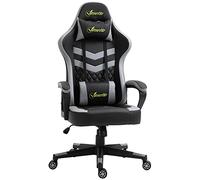 Vinsetto Silla Gaming Silla Gamer Basculante con Altura Ajustable Giratoria Reposacabezas y Lumbar Desmontable Silla de Oficina Estudio Negro