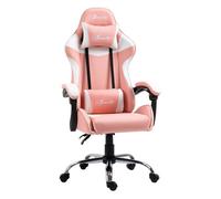 Vinsetto silla gaming silla gamer racing giratoria con altura ajustable reclinable de 135° reposacabezas y cojín lumbar para oficina estudio 63x67x122-130 cm rosa
