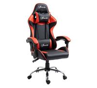 Vinsetto Silla Gaming Silla Racing Giratoria con Altura Ajustable Reclinable de 135° Reposacabezas y Cojín Lumbar para Oficina Estudio 63x67x122-130 cm Rojo