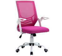 Vinsetto Silla Oficina con Reposabrazos Abatibles Soporte Lumbar Rosa y Blanco