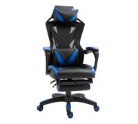 Vinsetto Silla Racing Gaming Ergonómica de Escritorio Ajustable con Respaldo Reposapiés 65x70x117-125 cm Negro y Azul Aosom España