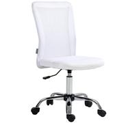 Vinsetto Sillas de Oficina de Malla, Sillas Despacho, Silla de Escritorio, Silla Giratoria sin Brazos con Ruedas Giratorias para Estudio y Trabajo, Color Blanco