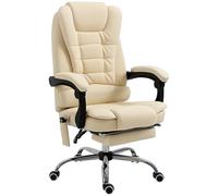 Vinsetto Sillón de masaje giratorio y ergonómico de altura regulable con 6 puntos vibrantes, 65 x 160 x 104 cm, color crema