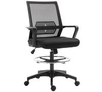 Vinsetto Sillón de oficina asiento alto ajustable 64x59x104-124 cm taburete de oficina giratorio 360° malla transpirable Aosom España
