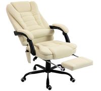 Vinsetto Sillón de oficina con masaje, silla de oficina con altura regulable, respaldo reclinable y mando por cable, beige