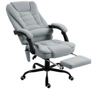 Vinsetto Sillón de oficina con masaje, silla de oficina con altura regulable, respaldo reclinable y mando a distancia por cable, gris