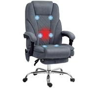 Vinsetto Sillón de Oficina con Masaje y calefacción Sillón ergonómico Regulable en Altura Respaldo reclinable Mando a Distancia con Cable Reposapiés escamoteable y Giratorio 360° Gris