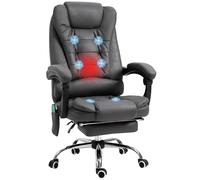Vinsetto Sillón de Oficina de Masaje calefactado Sillón de Oficina ergonómico Altura Regulable Respaldo reclinable Tejido de Microfibra Gris Oscuro