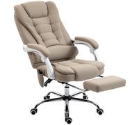 Vinsetto Sillón de oficina ejecutivo masajeador calefactable altura regulable respaldo inclinable tela de lino beige
