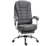 Vinsetto Sillón de oficina ejecutivo silla para ordenador con reposapiés respaldo reclinable apoyabrazos acolchados en lino Gris Aosom España