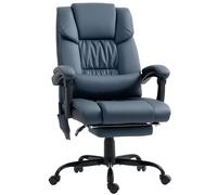 Vinsetto Sillón de oficina masajeador, reposapiés, altura regulable, respaldo reclinable, mando con cable, 66x75x122cm, azul