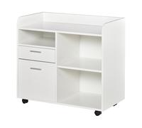 Vinsetto Soporte de Impresora - Caisson de Organización de Escritorio Rodante - 80x40x72 cm en Madera Blanca Aosom España