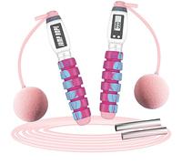 VINSOC Cuerda para saltar, resistencia y resistencia con cuerda para saltar profesional de velocidad, cuerda con contador de calorías/temporizador/asas antideslizantes