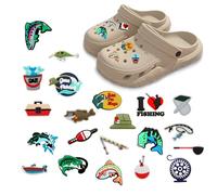 VINSPIRE Dijes de zapatos de pesca para sandalias de zueco, dijes de PVC duraderos para pesca al aire libre y camping, entusiastas de la pesca, zuecos personalizables para estilo personal, talla única