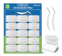 VINSULLA Cera de ortodoncia para aparatos ortopédicos - 750 tiras de cera dental precortadas, seguras para niños y adultos, cera para soportes y alineadores dentales, paquete de 15