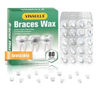 VINSULLA Cera de ortodoncia transparente para aparatos ortopédicos y alineadores, cómoda, protección invisible/80 puntos de cera dental de grado alimenticio con portátil envuelto individualmente para