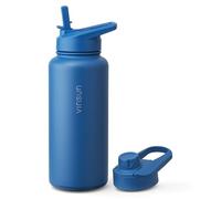 Vinsun Botella Agua Acero Inoxidable 1 Litro - A Prueba de Fugas, sin BPA, Doble Pared - Pajita y Boquilla para Beber, Cantimplora Termica para Deporte