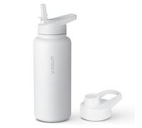 Vinsun Botella Agua Acero Inoxidable 1 Litro - Botella Termica con Pajita (2 Tapas) - sin BPA, Doble Pared, Prueba de Fugas - Cantimplora Termica para Deporte, Oficina, Viaje