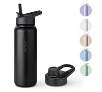 Vinsun Botella Agua Acero Inoxidable 750ml - Botella Termica con Pajita (2 Tapas) - sin BPA, Doble Pared, sin Fugas - Cantimplora Termica para Deporte, Oficina, Viaje
